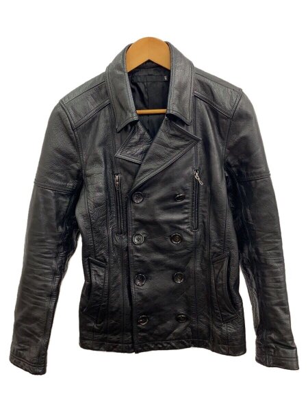 FUGAブラックレザージャケット ファー付き 46