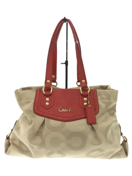 COACH(コーチ) / オプアート/トートバッグ/キャンバス/レザー切替/BEG  