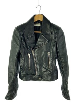 BALENCIAGA◇L/ラムレザーダブルライダースジャケット/34/羊革/BLK