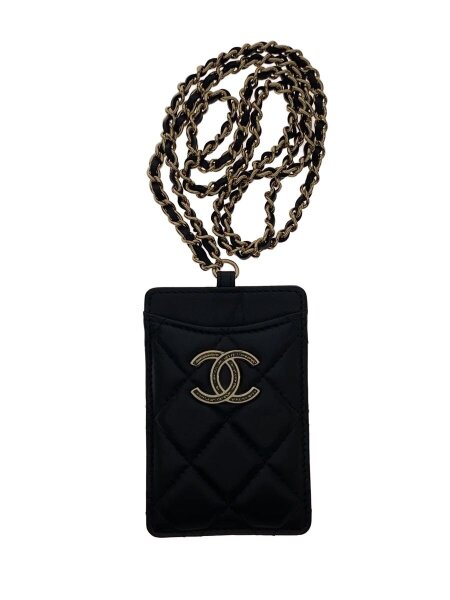 CHANEL(シャネル) / チェーン/カードケース/レザー/BLK/レディース 