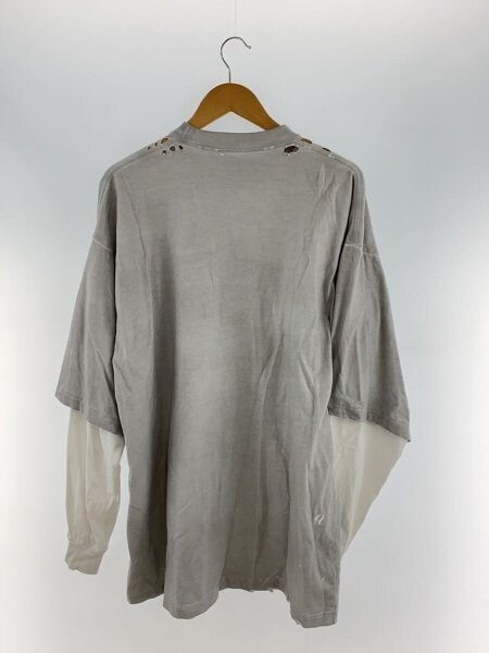 BALENCIAGA / 長袖Tシャツ/L/コットン/GRY/グレー/灰色/プリント/2022SS/ダメージ加工/ BALENCIAGA(バレンシアガ) / 長袖Tシャツ/L/コットン/GRY/グレー/灰色