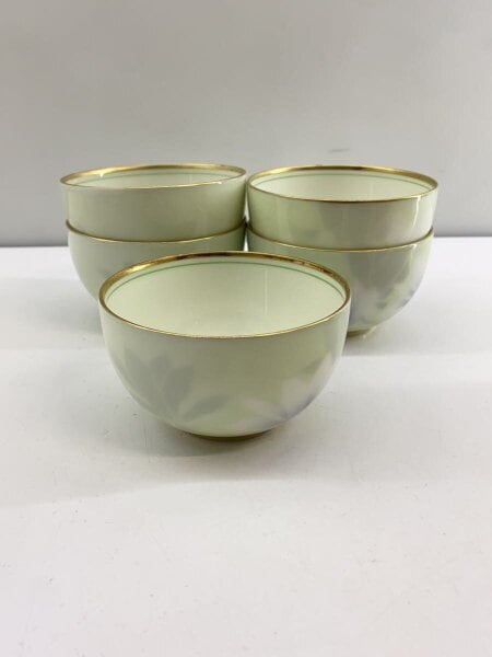 【深川製磁】有田焼　湯呑みセット＆香炉 黄磁釉　兎　共箱・灰付(2セット売) 深川製磁(フカガワセイジ) / 湯呑/5点セット/有田焼// | 中古品の販売