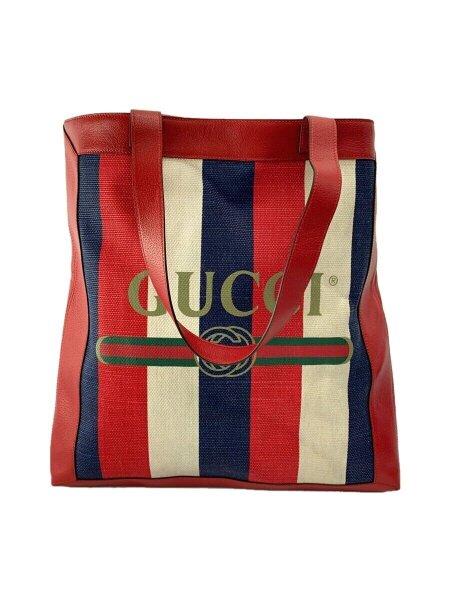 GUCCI(グッチ) / トートバッグ_GUCCIプリント_トリコロールストライプ 