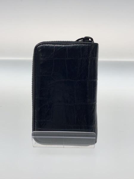 【未使用級】サンローラン ケース クロコ型押し ブラック ラウンドジップ SAINT LAURENT(サンローラン) / クロコ型押し/ラウンドジップ/キー