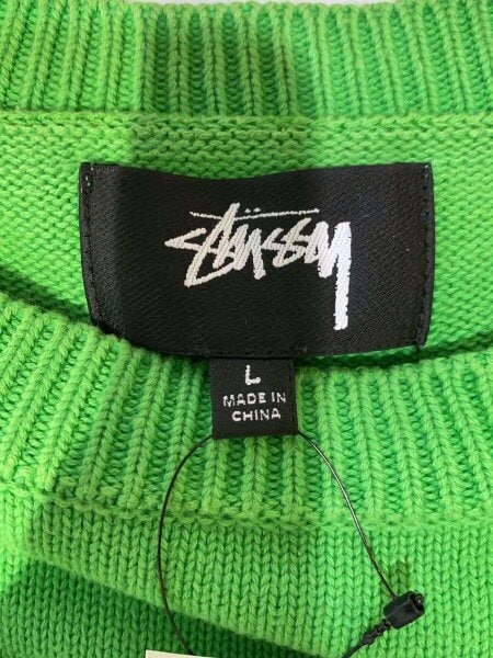 STUSSY / ニット・セーター(厚手)/XL/コットン/GRN/117130 STUSSY(ステューシー) / ニット・セーター(厚手)/L/コットン/GRN