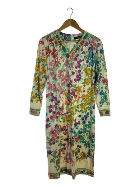 LEONARD 花柄 長袖ワンピース LEONARD フラワープリント 長袖ワンピース