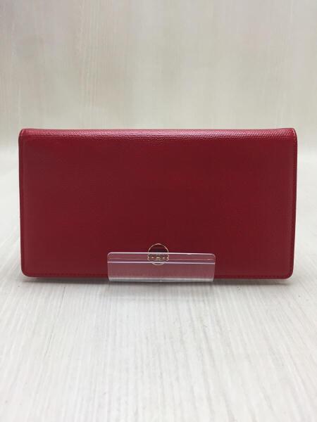 CHANEL(シャネル) / 長財布/レザー/RED/無地/シリアルナンバー 
