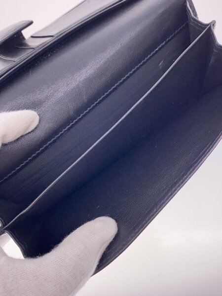 GUCCI(グッチ) Wホック財布 メタルバー 黒 レザー GUCCI(グッチ) / メタルバー Wホック長財布/レザー/GGキャンバス/黒