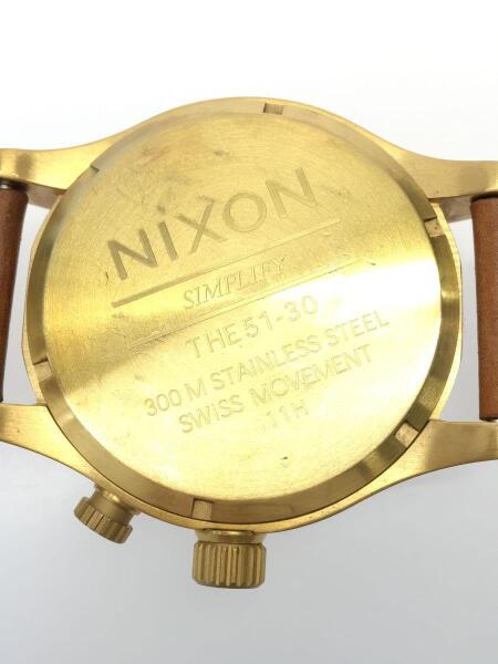 NIXON(ニクソン) / クォーツ腕時計/アナログ/レザー/ゴールド/ブラウン 