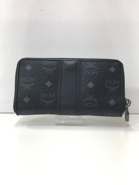 MCM(エムシーエム) / スタッズ/ラウンドファスナー/長財布/PVC/BLK 