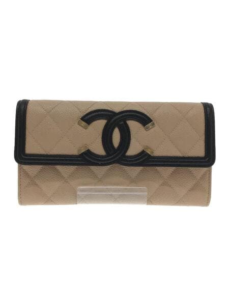 CHANEL(シャネル) / 長財布/レザー/BEG/CCフィリグリー/キャビアスキン 