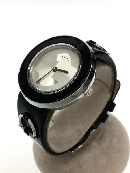 GUCCI(グッチ) / クォーツ腕時計/アナログ/レザー/SLV/BLK/129.4