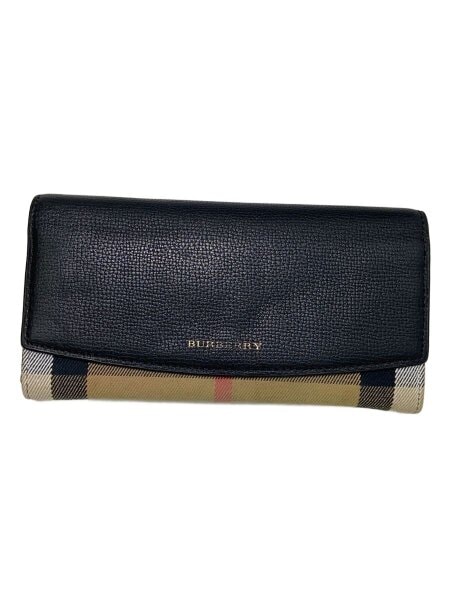 BURBERRY(バーバリー) / 長財布/レザー/ブラック/チェック/レディース 