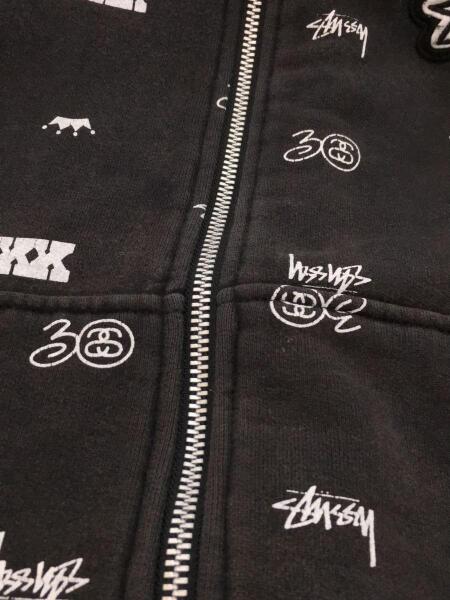 STUSSY(ステューシー) / ジップパーカー/M/コットン/BLK/総柄/STUSSY 