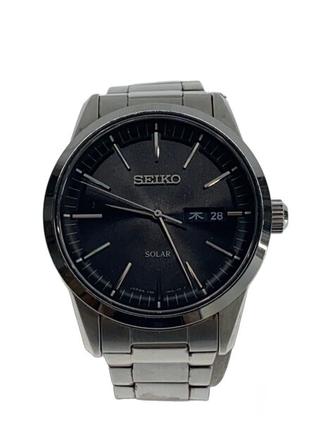 SEIKO(セイコー) / ソーラー腕時計/アナログ/ステンレス/BLK/SLV/V158 