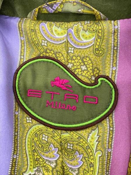 ETRO テーラードジャケット 52 緑・紫のチェック柄