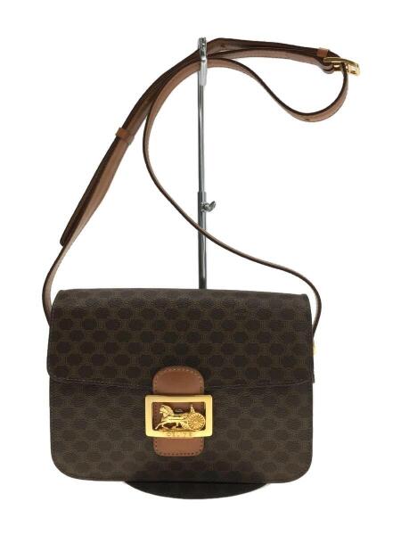 CELINE◆ホースキャリッジ/マカダム/ショルダーバッグ/レザー/BRW/総柄/F/08 セリーヌ CELINE(セリーヌ) / ホースキャリッジ/マカダム/ショルダーバッグ