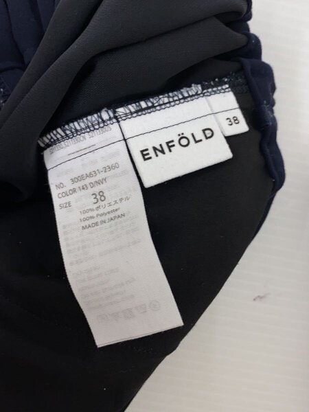 ENFOLD ストライプパンツ 異素材コンビ　38 ダークネイビー ENFOLD ストライプパンツ 異素材コンビ 38 ダークネイビー
