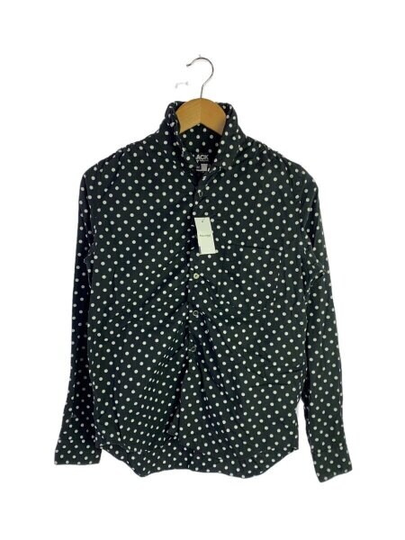 COMME des GARCONS 長袖ドットシャツ モスグリーン Sサイズ BLACK 