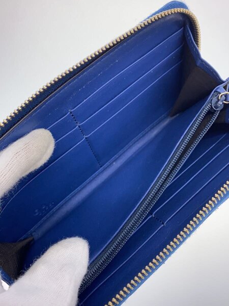 GUCCI(グッチ) / 長サイフ_マイクログッチシマ/レザー/ブルー/メンズ