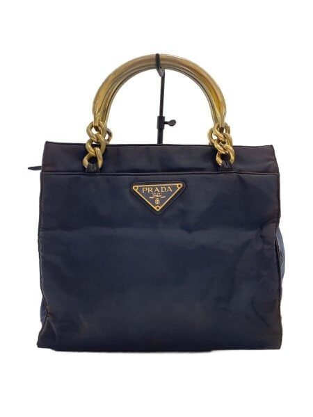 プラダ PRADA ハンドバッグ メタルハンドル Y2K 三角ロゴ ネイビー PRADA(プラダ) / 三角ロゴ/メタルハンドル/ハンドバッグ/ナイロン