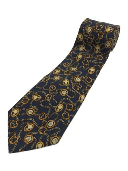 CHANEL(シャネル) / ネクタイ/シルク/ネイビー/ゴールド/総柄/チェーン