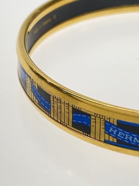 HERMES エルメス エマイユ バングル 青 ブルーリボン柄 HERMES(エルメス) / エマイユ/ブルーリボン/バングル/--/BLU