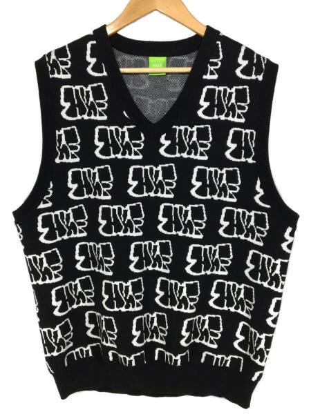 HUF(ハフ) / REMIO KNIT VEST/ニットベスト(厚手)/M/コットン/BLK 