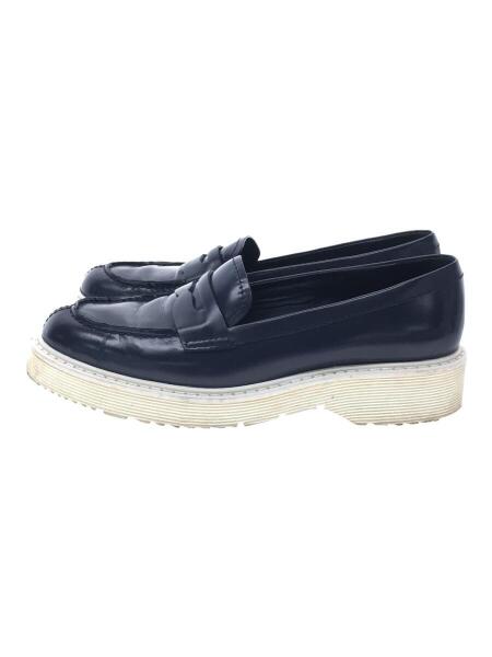 PRADA(プラダ) / ローファー/厚底/37.5/レザー/ネイビー×ホワイト 