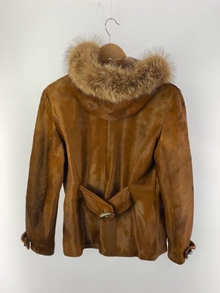 DOLCE&GABBANA / ハラコ/フーデッドファー/ジャケット/46/レザー/BRW DOLCE&GABBANA(ドルチェアンドガッバーナ) / ハラコ/フーデッドファー