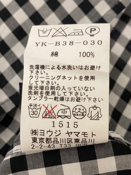 Y's(ワイズ) / 長袖シャツ/1/コットン/BLK/チェック/yk-b38-030