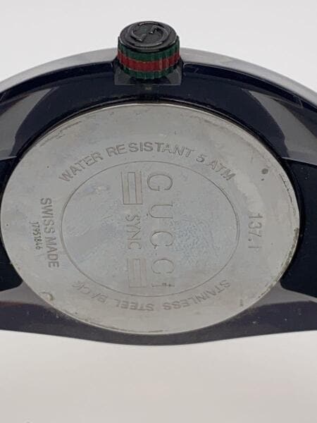 GUCCI(グッチ) / クォーツ腕時計/アナログ/ラバー/BLK/BLK/SS/137.1