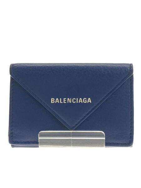 BALENCIAGA / ペーパーミニウォレット/3つ折り財布/レザー/NVY/レディース/391446・4222 BALENCIAGA(バレンシアガ) / ペーパーミニウォレット 3つ折り/羊革/NVY