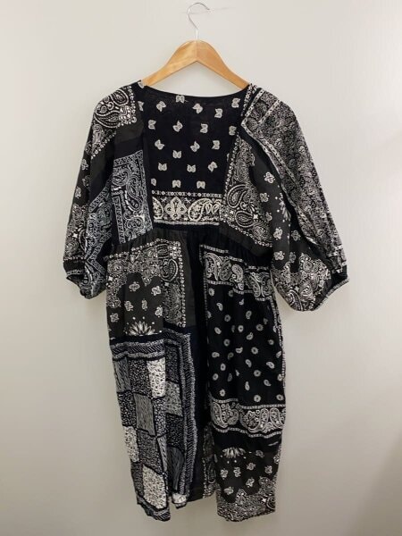 花とｷﾞﾀｰ / 長袖ワンピース/--/コットン/BLK/総柄/R-180002 花とｷﾞﾀｰ(ハナトギター) / 長袖ワンピース/--/コットン/BLK/総柄/R