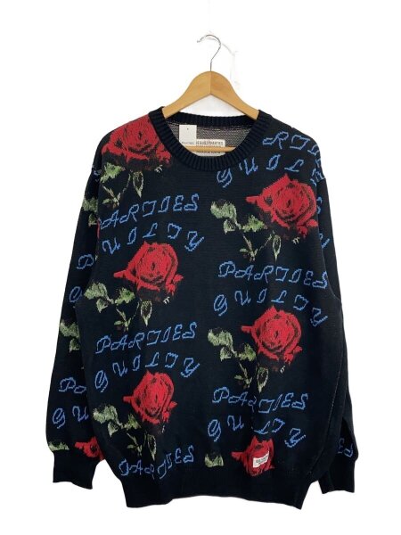 WACKO MARIA(ワコマリア) / Rose Jacquard Sweater/XL/コットン/BLK/総 