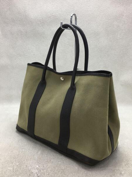 HERMES(エルメス) / ガーデンパーティ/トートバッグ/キャンバス/カーキ 