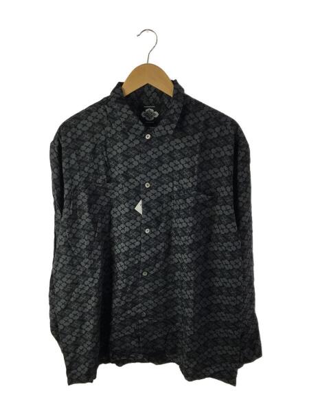 BUDSPOOL × GAKKIN / 長袖シャツ/XL/レーヨン/WHT/総柄 BUDSPOOL(バッズプール) / 長袖シャツ/XL/レーヨン/ブラック/総柄