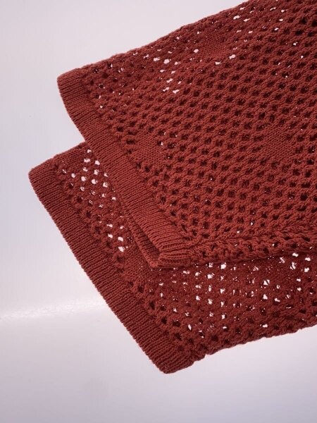 NKNIT / 24SS/ハートメッシュシャツ/1/コットン/オレンジ/無地/NKNIT24SS-N030 NKNIT(ンニット) / 24SS/ハートメッシュシャツ/1/コットン/オレンジ