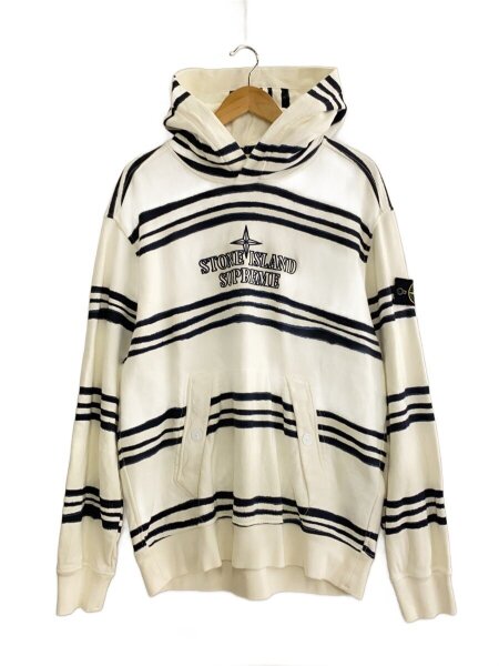 Supreme(シュプリーム) / パーカー/XL/コットン/ホワイト/ボーダー 