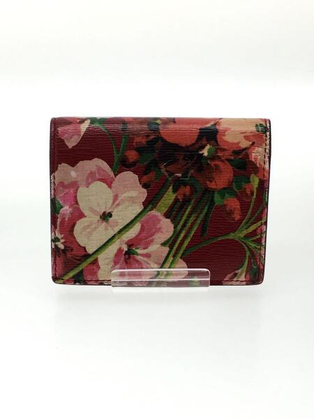 赤い花模様の二つ折り財布 （美品 グッチ 二つ折り 財布 GGブルームス 