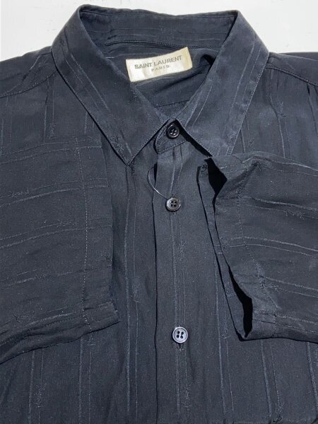 SAINT LAURENT(サンローラン) / 半袖シャツ/38/シルク/BLK/601070/襟元 