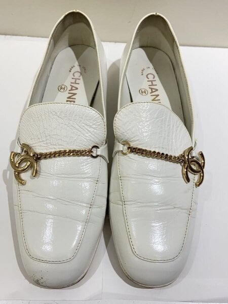 CHANEL(シャネル) / ココマーク/ローファー/37.5/WHT/G45568 | 中古品