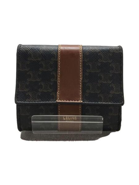 美品・箱付き CELINE マカダム トリオンフ 三つ折り財布 黒 ブラック CELINE セリーヌ トリオンフ スモール フラップウォレット 三つ折り