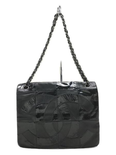 シャネルチョコバーレザーハンドバッグ黒ブラック257