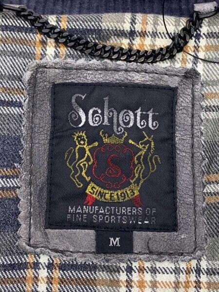 Schott(ショット) / レザージャケット・ブルゾン/M/牛革/GRY/無地 