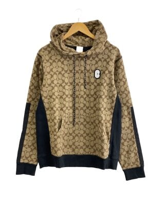 美品　コーチ COACH シグネチャー 柄 パーカー 89747 サイズM COACH(コーチ) / シグネチャーロゴパーカー/L/コットン/BLK/総柄/89747
