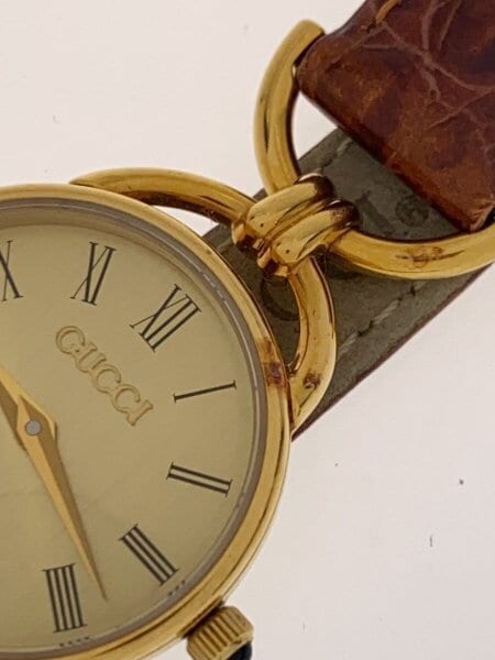 GUCCI(グッチ) / クォーツ腕時計/アナログ/レザー/GLD/BRW// | 中古品