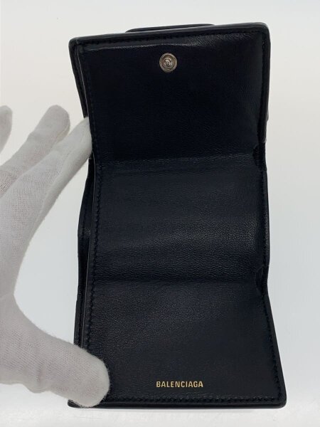 BALENCIAGA / 3つ折り財布/レザー/BLK/メンズ/535365/内側擦れ BALENCIAGA(バレンシアガ) / 3つ折り財布/レザー/BLK/メンズ/535365