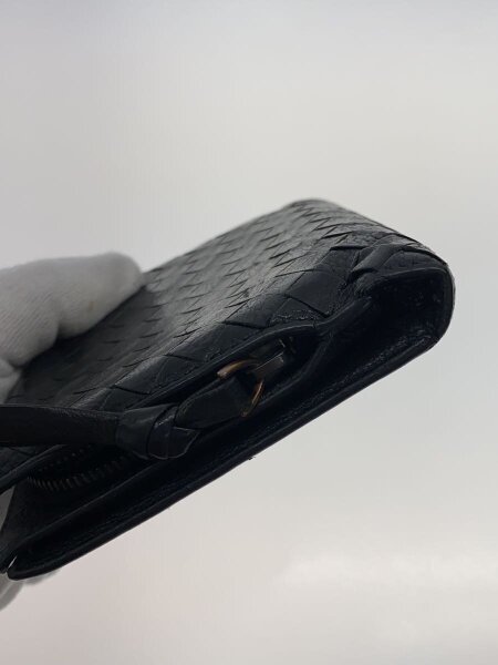 BOTTEGA VENETA(ボッテガヴェネタ) / 2つ折り財布/編み込み/レザー/BLK