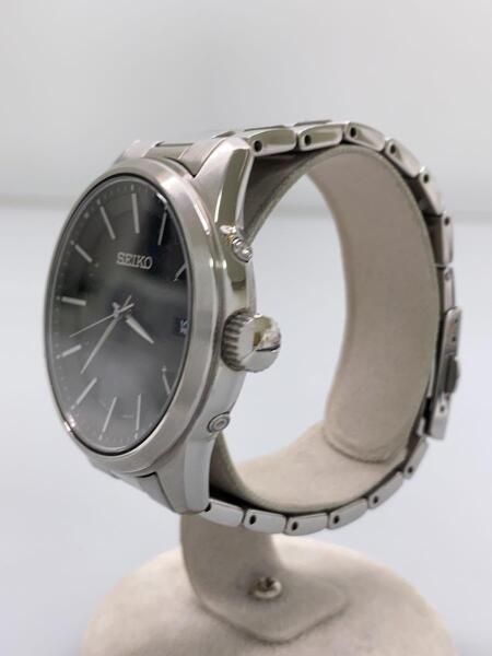 SEIKO(セイコー) / DATE/ソーラー腕時計/アナログ/ステンレス/BLK/SLV 